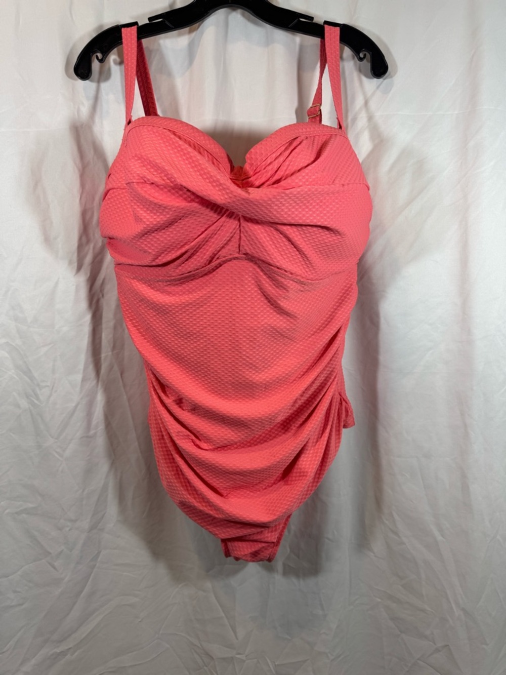 Artesands Ruched One-Piece Swimsuit in Coral‎ Pink 18